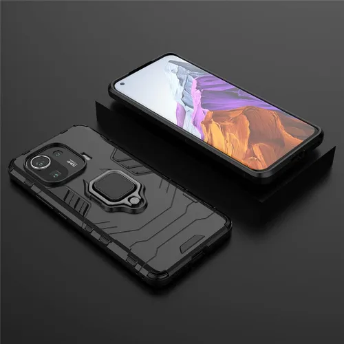 Vista 6 de Compatible con funda Xiaomi Mi 11 Pro, soporte de agarre de anillo de metal, a prueba de golpes (funciona con soporte magnético para automóvil)