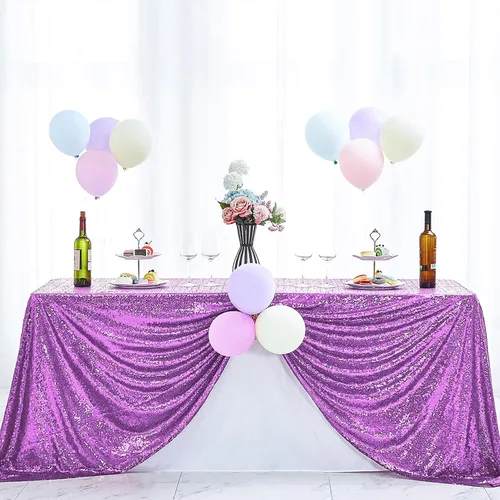 Vista 14 de Hahuho Mantel rectangular de lentejuelas de 50x80 pulgadas, color champán, mantel con purpurina para decoración de despedida de soltera, cumpleaños