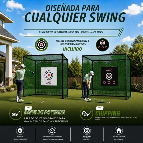 Vista 3 de YUNIC Golf Driving Cage with Steel Frame, Golf Nets for Backyard Driving for Full Swing and Chipping Practice Indoor Outdoor 2-Verde