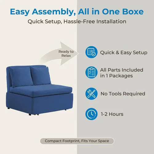 Vista 7 de Mjkone Sofá cama extraíble tamaño individual de 43 pulgadas de ancho con sofá cama extraíble, sofá individual convertible 2 en 1 con almohadas