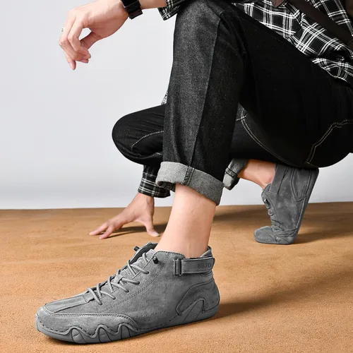 Vista 4 de Zapatos Beck para hombre, impermeables, antideslizantes, botas Chukka de caña alta, hechas a mano, de gamuza, zapatos deportivos para exteriores