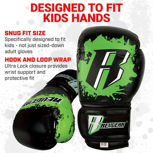 Vista 2 de Revgear Guantes de boxeo de la serie Combat para niños, diseñados para adaptarse a las manos de los niños, perfectos para artes marciales, Krav MAGA
