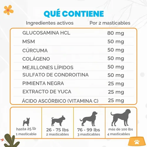 Vista 6 de Glucosamina HCL y suplemento de cadera y articulaciones para perros – 150 piezas – Masticables de cadera y articulaciones para perros – Fórmula