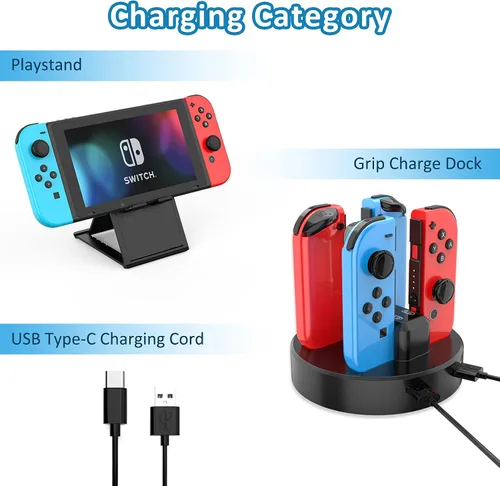 Vista 4 de HEYSTOP Switch Accessories Bundle 27 in 1 Compatible with Nintendo Switch Gift Kit with Carrying Case Dockable Protective Case Cover Screen