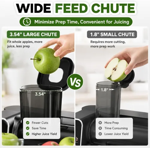 Vista 5 de WETIE Exprimidor de Prensa Fría, Potentes Máquinas Exprimidoras con Presión de Exprimido Ajustable, 99% de Alto Rendimiento de Jugo, Exprimidor