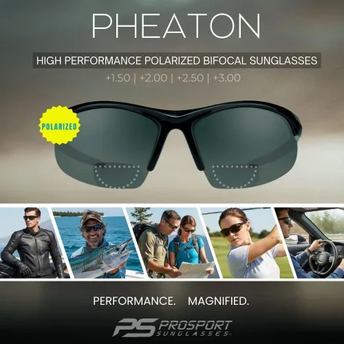 Vista 2 de proSPORT Gafas de sol bifocales polarizadas para hombres y mujeres, lentes antirreflejos, ceñidas y envolventes