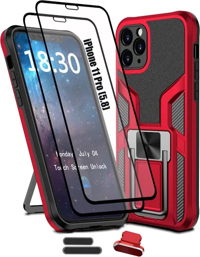 Vista 8 de Funda compatible con iPhone 11 Pro resistente de grado militar a prueba de golpes, doble protección (TPU+PC), funda magnética sólida y duradera