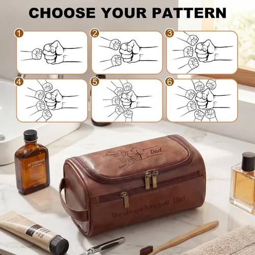 Vista 3 de Easycosy Neceser personalizado para hombres, grabado con nombre e iniciales, neceser de cuero PU para hombres para viajar, artículos esenciales