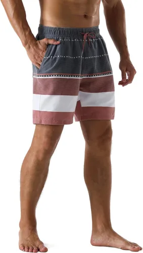 Vista 2 de Nonwe Traje de baño para hombre, de secado rápido, retro, suave, lavado con cordón