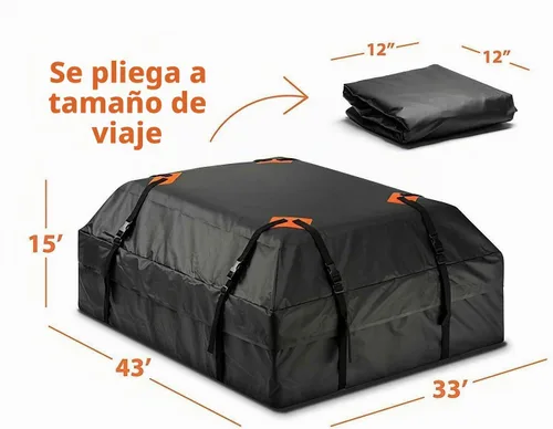 Vista 3 de ZONETECH Bolsa de carga resistente al agua para el techo, color negro clásico de 15 pies cúbicos, calidad premium, universal, impermeable, plegable