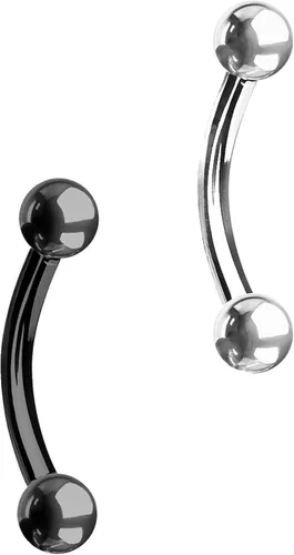 Vista 15 de Juego de 2 anillos para ombligo: 0.49 onzas 5/16 pulgadas acero quirúrgico curvado Barbells, 0.118 pulgadas con extremos en bolas