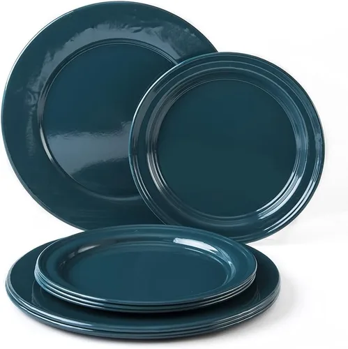 Vista 4 de Cinsa Juego de vajilla esmaltada de 16 piezas para 4. Incluye platos, cuencos, tazas, caldera de café