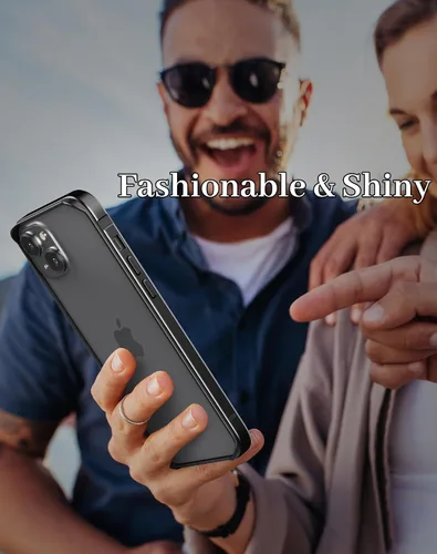 Vista 7 de Funda delgada de metal para iPhone 15, interior de TPU suave + parachoques chapado en metal, soporte de carga inalámbrica, parachoques a prueba