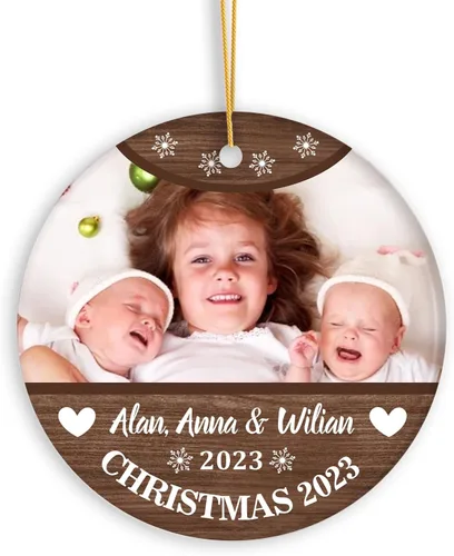Vista 7 de Adorno de bebé de primera Navidad con foto personalizada, adorno de árbol de Navidad con foto personalizada, adorno de recuerdo de bebé, regalo