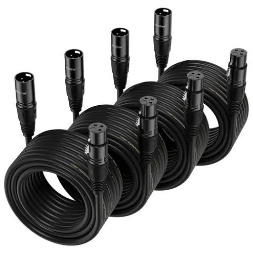 Vista 10 de Cable XLR de 1.5 pies, 6 unidades, cables de micrófono, cable de altavoz de micrófono equilibrado de alta calidad con cable XLR macho a hembra DMX