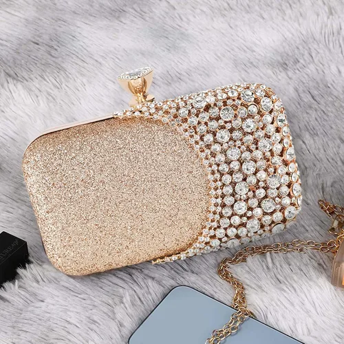 Vista 6 de CORIOS Bolso de noche de diamantes de imitación para mujer, bolso de mano de cristal con purpurina brillante con lentejuelas para banquete y boda