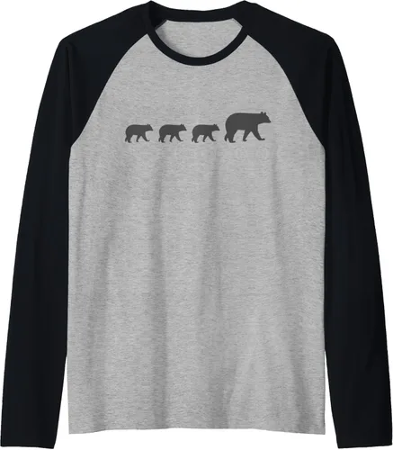 Vista 14 de Mama Bear Camiseta de béisbol raglán de tres cachorros para el día de la madre, Negro, S