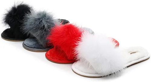 Vista 6 de Pantuflas peludas para mujer, pantuflas suaves y peludas para el hogar