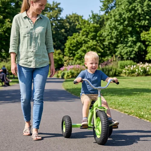 Vista 2 de BABY JOY Triciclo para niños, triciclo de rueda delantera de 15 pulgadas Verde