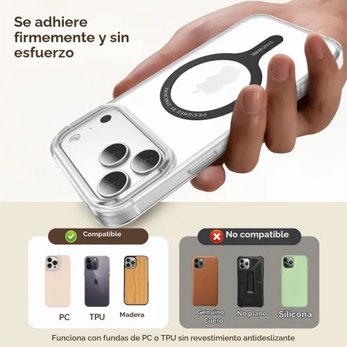 Vista 5 de SYNCWIRE - Adhesivo magnético para anillo de metal MagSafe, paquete de 3, color negro