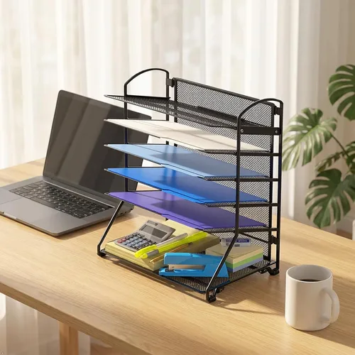 Vista 5 de SimpleHouseware - Bandeja organizadora para documentos de escritorio con 6 bandejas Bandeja de cartas de escritorio que ahorra espacio