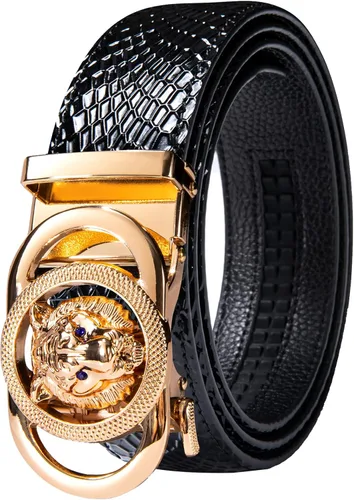 Vista 20 de Barry.Wang Cinturón de trinquete de cuero para hombre 1 3/8" hebilla A Oro Verde