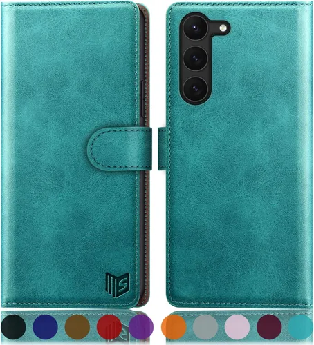 Vista 9 de SUANPOT Funda tipo cartera para Samsung Galaxy S23 5G con bloqueo RFID, soporte para tarjetas de crédito, cubierta protectora de cuero PU tipo libro