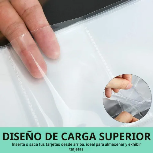 Vista 7 de 100 páginas para tarjetas coleccionables con 9 bolsillos, 11 agujeros, para carpetas de 3 anillas 9 bolsillos por página, 11 agujeros perforados