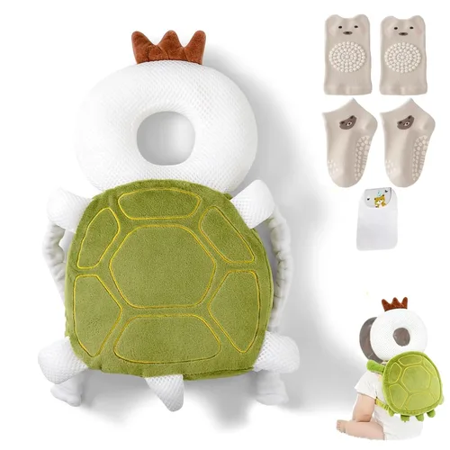 Vista 11 de Mochila protectora de cabeza de bebé, mochila de protección para la cabeza del bebé con rodilleras para bebé, función de alarma para caminar y Corgi