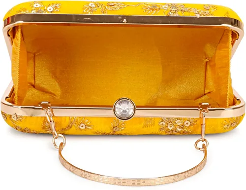 Vista 6 de LONGING TO BUY Embrague de caja de diseño hecho a mano para mujeres, embrague bordado Zari para mujeresembrague de mano para mujeres