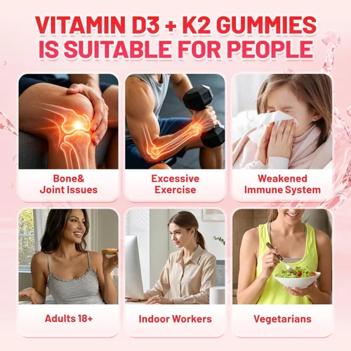 Vista 3 de JME Gomitas Core D3 K2 10,000 UI, Vitamina D3 con K2, D3K2 Gomitas