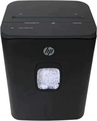 Vista 4 de HP - Trituradora de papel micro corte, capacidad de 16 hojas, diseño deslizante superior, cesta extraíble, trituración de alta seguridad, diseño