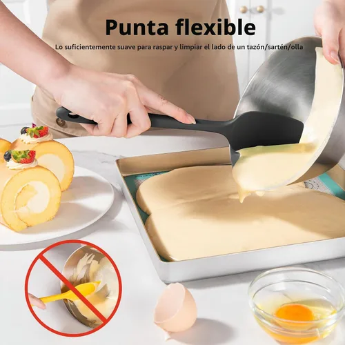 Vista 4 de Juego de espátulas de silicona U-Taste con resistencia al calor de 600 grados Fahrenheit (Negro)