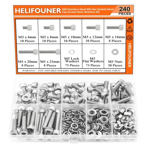 Vista 32 de HELIFOUNER 560 Piezas M2 x 4 mm / 6 mm / 8 mm / 10 mm / 12 mm / 16 mm / 20 mm, Tornillos de Cabeza de Botón con Cavidad Cilíndrica, Tuercas