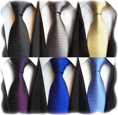 Vista 17 de WeiShang Lote de 6 corbatas clásicas de seda para hombre, corbatas tejidas jacquard
