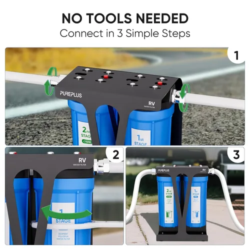 Vista 5 de PUREPLUS RV Sistema de filtro de agua de doble etapa, NSF/ANSI 42