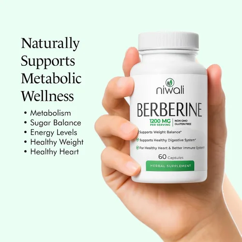 Vista 3 de Suplemento de berberina – Potente 1200 mg por porción Berberina HCI Root Supplements Píldoras Apoya la salud del corazón, el sistema