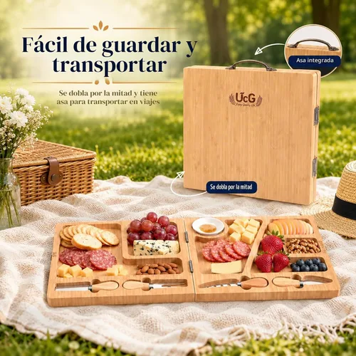 Vista 4 de Hermosas tablas de bambú para charcutería: plegable y fácil almacenamiento
