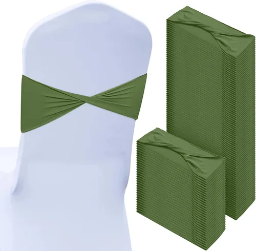 Vista 18 de CHENGU 100 bandas de elastano para silla, con lazo liso, para bodas, sin hebilla, decoraciones de cumpleaños, lazos elásticos, bandas deslizantes