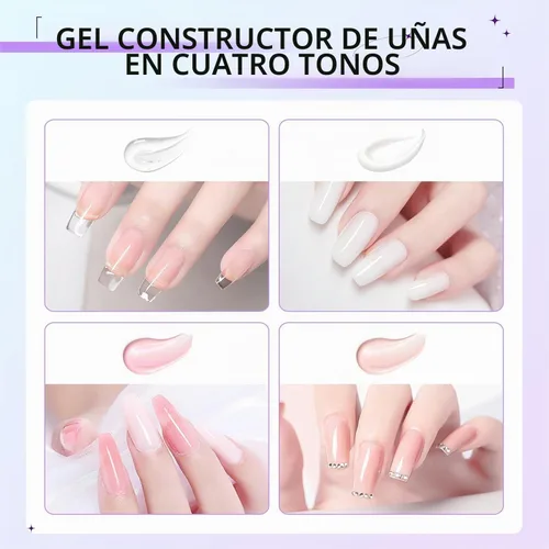 Vista 3 de Gel constructor de gel duro para uñas de larga duración fuerte mano desnuda 3D escultura para extensión de uñas 4oz Juego de 4