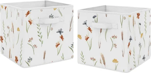 Vista 9 de Sweet Jojo Designs Cajas de almacenamiento plegables de tela con hojas florales, cajas organizadoras de juguetes para niños y bebés, juego de 2