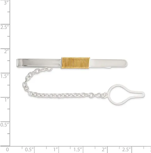 Vista 2 de Barra de corbata maciza de plata de ley 925 para hombre, 2.244 in x 0.236 in, Metal