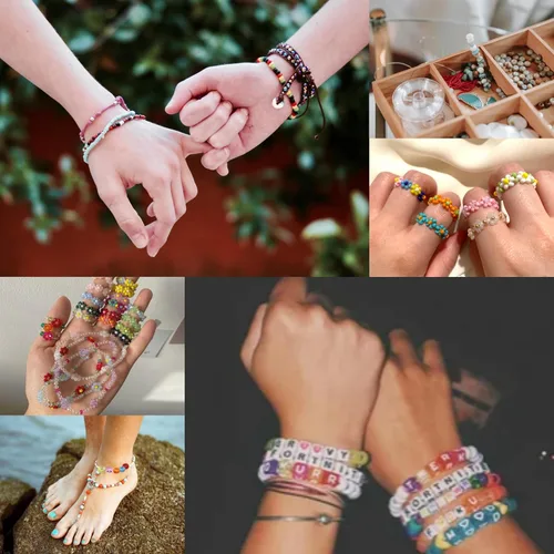 Vista 5 de XIANNVXI 3500 cuentas de letras blancas para pulseras, cuentas acrílicas coloridas para hacer joyas (cuentas blancas y mixtas)
