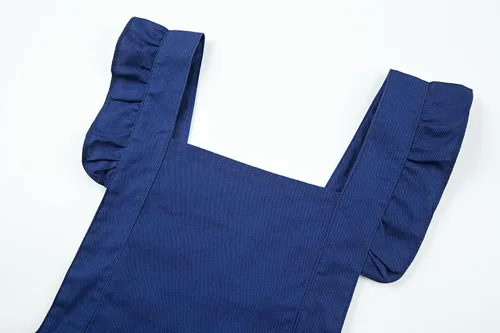 Vista 4 de Hyzrz Delantales retro ajustables con volantes con bolsillos para mujeres y niñas, vintage, espalda cruzada, vestido de sirvienta, delantal