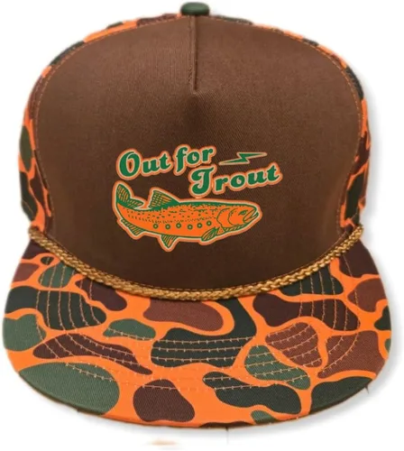 Vista 27 de ThatsRad Out for Trout Camionero Camuflaje Sombrero Visera Cuerda Snapback Camo Pesca Mosca