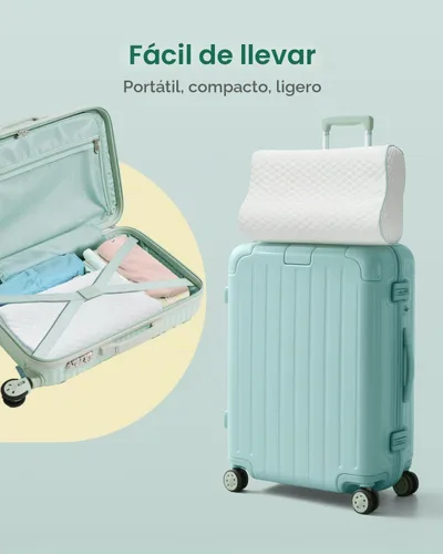 Vista 3 de Releep Almohada cervical de espuma viscoelástica para aliviar el dolor, contorno ajustable (4 alturas), portátil y lavable, almohada de viaje