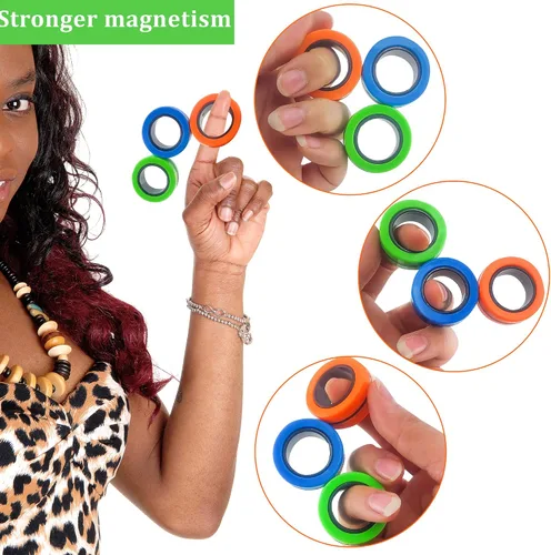 Vista 3 de Dermasy Juego de 3 piezas de anillos magnéticos para aliviar el estrés y la ansiedad, gran regalo para adolescentes, niños y adultos con TOC, TDAH