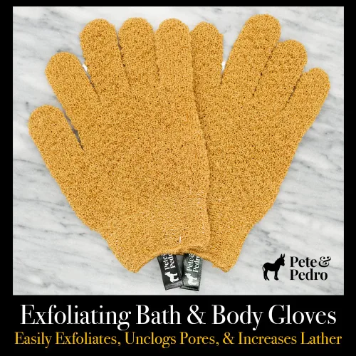 Vista 2 de Pete & Pedro Guantes exfoliantes de baño y ducha corporal para hombres y mujeres, frota y limpia suavemente la piel y desobstruye los poros, suaves