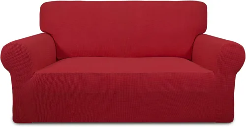 Vista 45 de PureFit Funda elástica para sofá biplaza, funda de sofá suave y antideslizante de jacquard de elastano, protector de muebles lavable con espuma