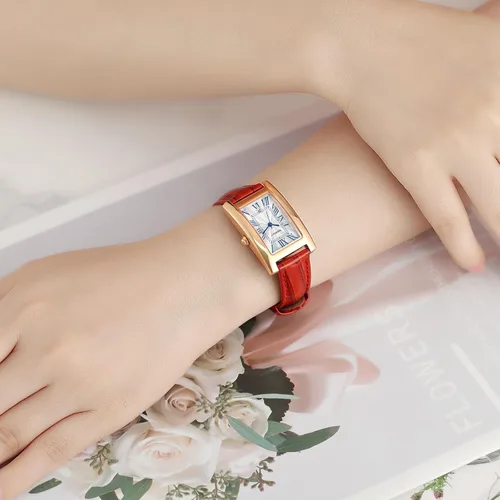 Vista 5 de BERNY Reloj rectangular de cuarzo con marcadores clásicos de números romanos para mujer, reloj de pulsera analógico casual con calendario de fecha